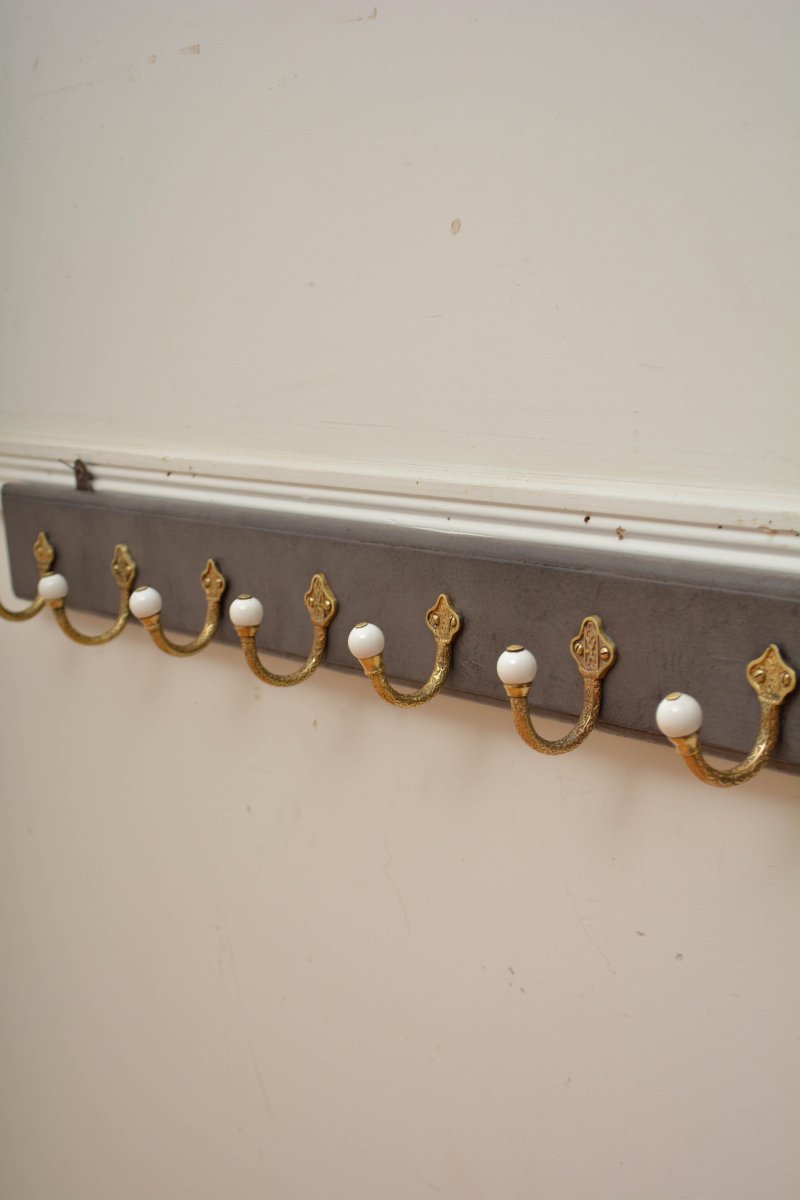 Victorian Brass Coat Hooks Coat Rack - Image 6